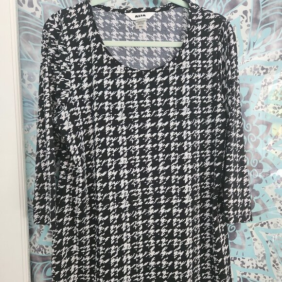 Alia Houndstooth Soft Knit Top Sz M - Picture 1 of 5